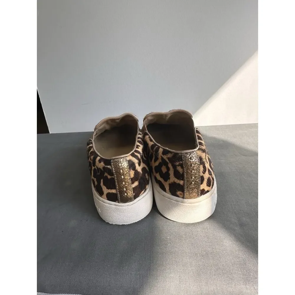 Michael Kors Size 7.5 Slip On Leather Upper Calf Hair Leopard Print Shoes